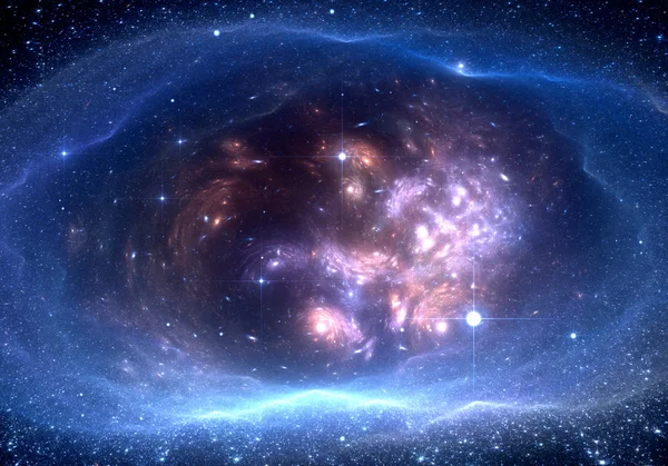 Fundo espacial com nebulosa e estrelas — Fotografia de Stock