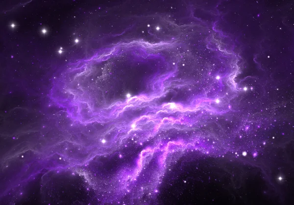 Nebulosa roxa e estrelas. Espaço de fundo — Fotografia de Stock