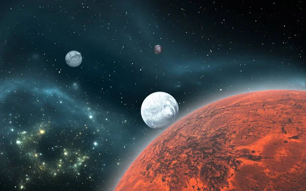 Rock Exoplaneter Eller Extrasolära Planeter Med Planetarisk Nebulosa Digital Illustration — Stockfoto