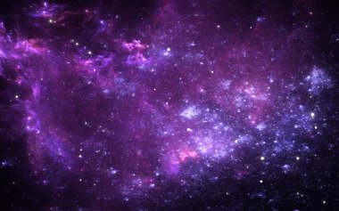 Yıldızlar arası toz ve gaz bulutu. Nebula ve yıldızlarla dolu bir arka plan. Parlayan nebula, 3d illüstrasyon