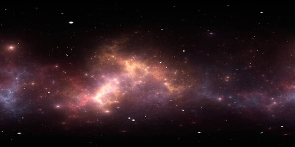 Звездная система и туманность. Мбаппе, карта 360 HDRI. Эквипрямоугольная проекция, сферическая панорама. 3d иллюстрация