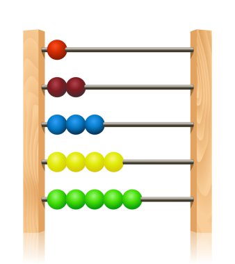 Beyaz arka plan önünde renkli ahşap boncuk ile Abacus