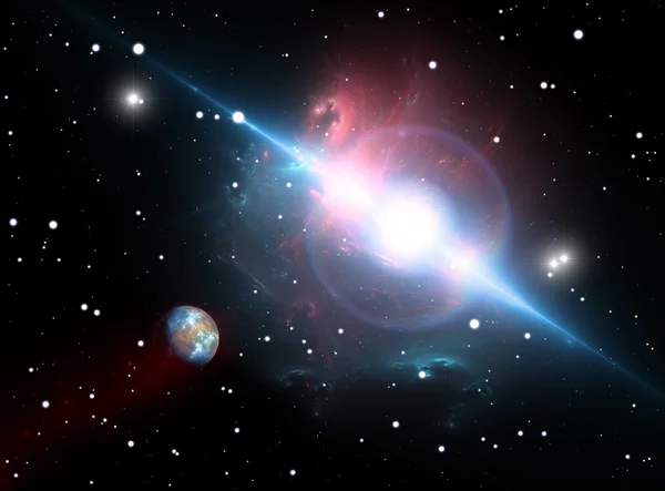 Planeta obíhá okolo pulsaru v nebezpečné zóně — Stock fotografie