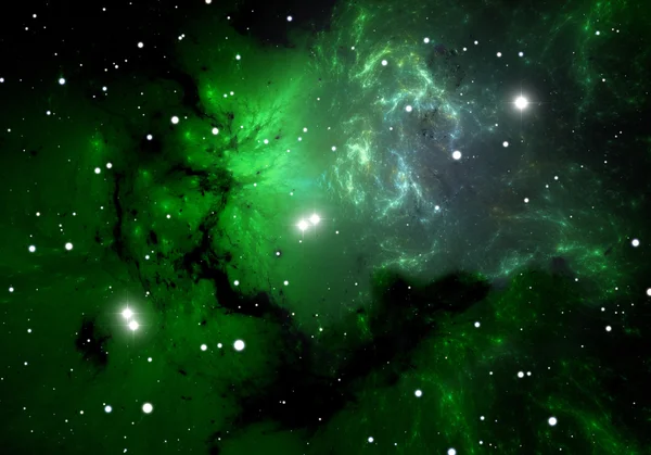 Green cold clouds in the emission nebula — Stock Photo, Image