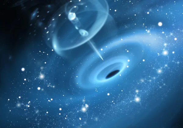 Estrelas e material cai em um buraco negro — Fotografia de Stock