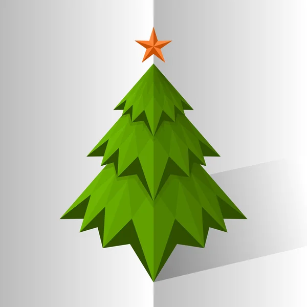 Árbol de Navidad triángulo verde, vector de ilustración — Archivo Imágenes Vectoriales