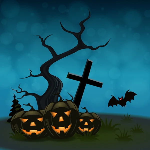 Halloween achtergrond met pompoenen — Stockvector