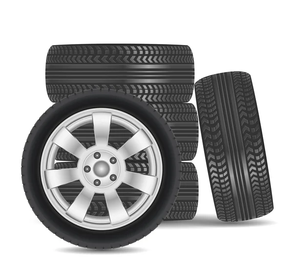Ícone de pneu de borracha isolado no fundo branco —  Vetores de Stock