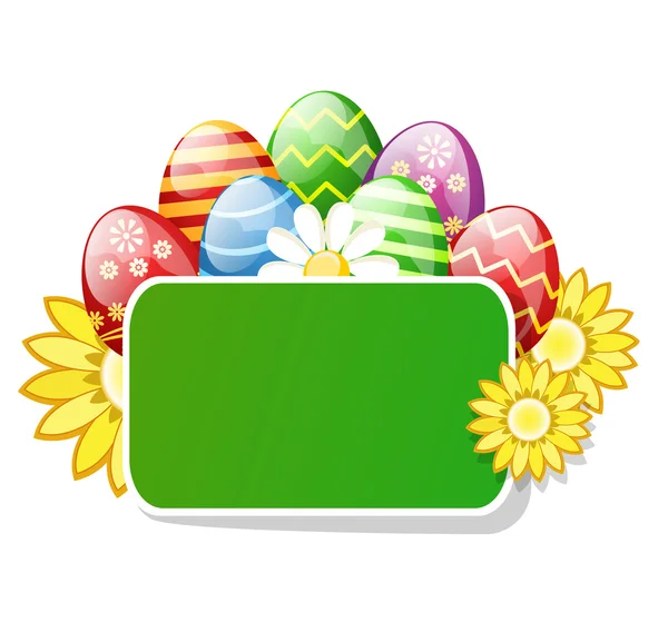 Uova di Pasqua con il tavolo verde — Vettoriale Stock
