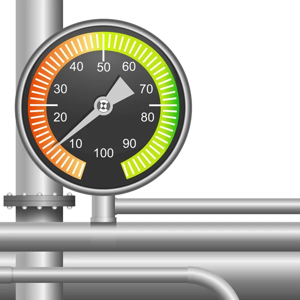 Gas, fuel pipe valve and pressure meter — Stock Vector