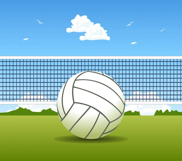 Vector illustration of volleyball ball and net — Stock Vector