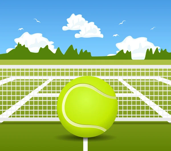 Vector illustration of Tennis ball and net — Stock Vector