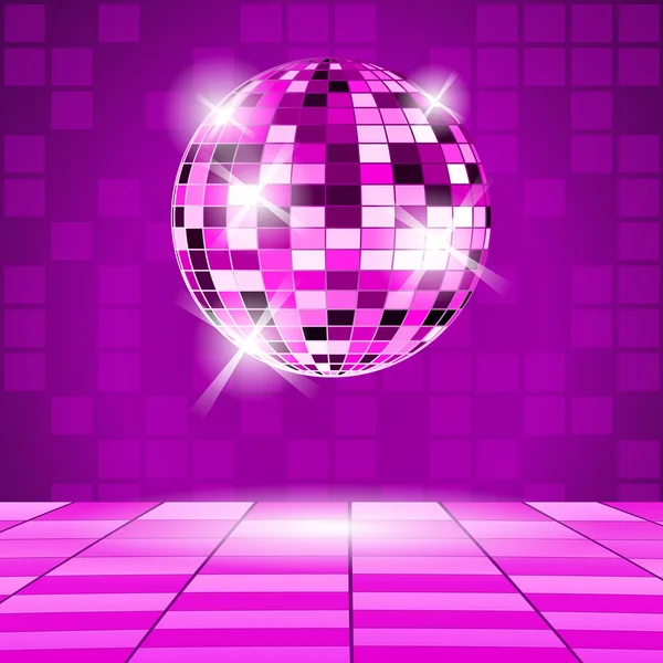 Fondo de fiesta púrpura con bola disco — Vector de stock