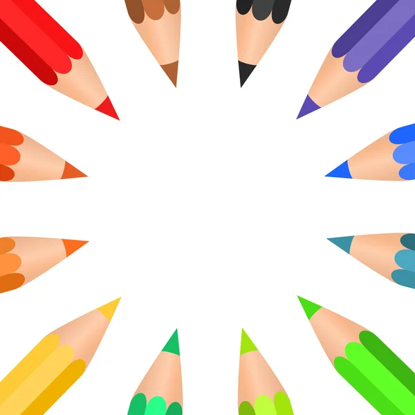 Renkli kalemler bir daire içinde düzenlenmiş vektör — Stok Vektör