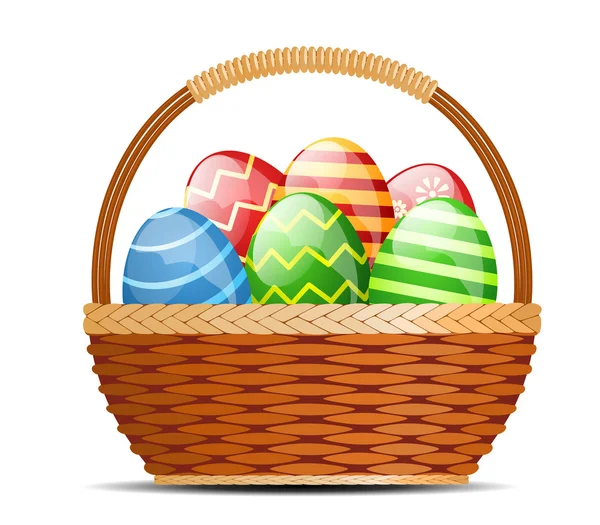 Basket with Easter eggs — Stock Vector