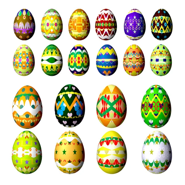 Ställa in påsk ägg isolerad på vit — Stockfoto