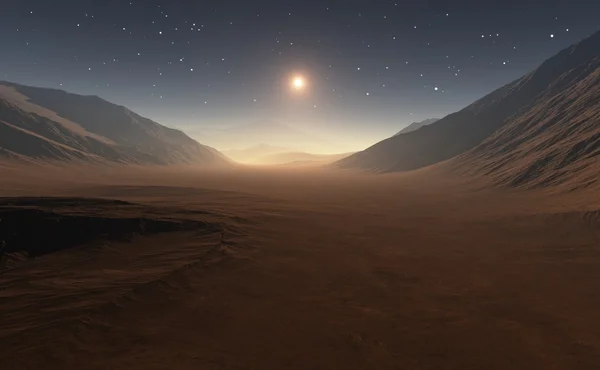 Mars'ta günbatımı. Tüm sanat unsurları benim tarafımdan yapılmış. Kullanılan yazılım Terragen3