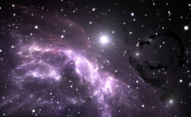 Mor nebula ve yıldızlı boşluk arkaplanı