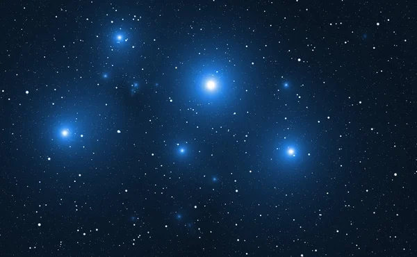 Sfondo spaziale con stelle luminose blu . — Foto Stock