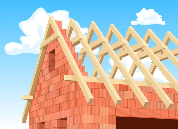 Detalle Casa moderna en construcción. Ilustración — Vector de stock