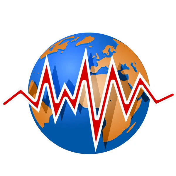 地球と地震線。マグニチュード — ストックベクタ