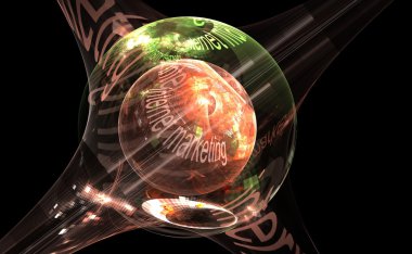 Siyah arka plan, Internet kavramı üzerinde renkli ışık ve soyut şekiller