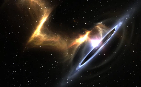 Csillagok és anyag beleesik egy fekete lyuk — Stock Fotó