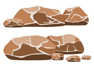 Beyaz bir arka plan üzerinde irili ufaklı kayalar vektör çizim