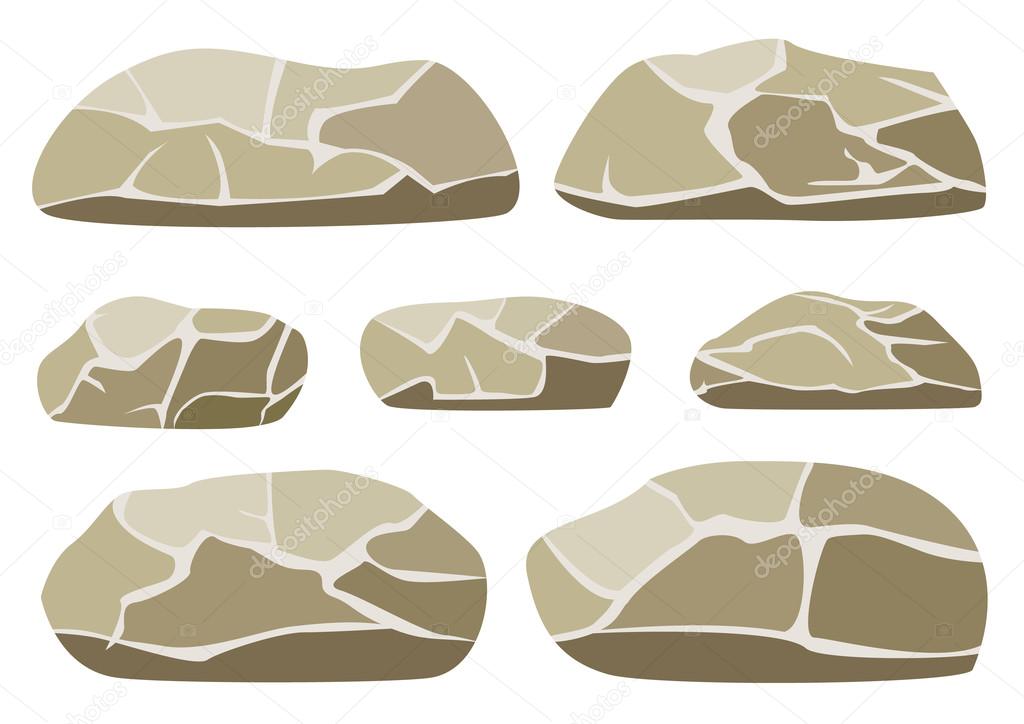 Vector illustration of the big and small rocks on a white background