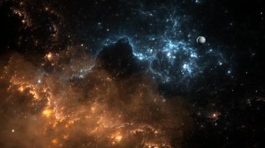 Uçan ile derin uzayda Bulutsusu ve yıldız alanlar