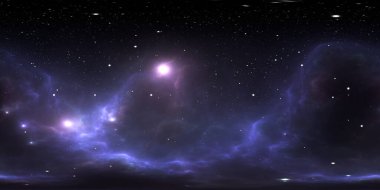 Space background with nebula and stars. Environment 360 HDRI map. Equirectangular projection, spherical panorama. 3d illustration