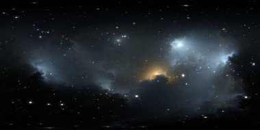 Nebula ve yıldızlı 360 derecelik arkaplan, eşdörtgen projeksiyon, çevre haritası. HDRI küresel panorama. 3d illüstrasyon