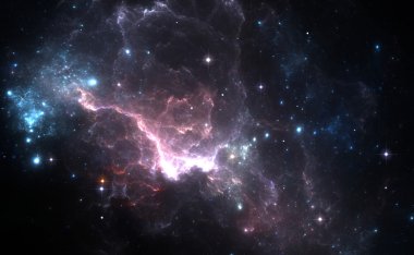 Mor nebula ve yıldızlı boşluk arkaplanı