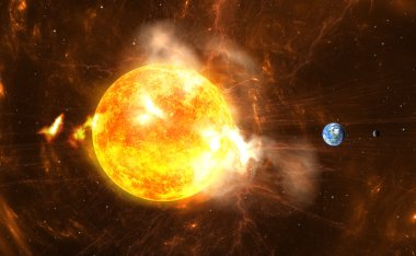 Dev güneş patlamaları. Süper fırtına ve büyük radyasyon üreten güneş patlamaları