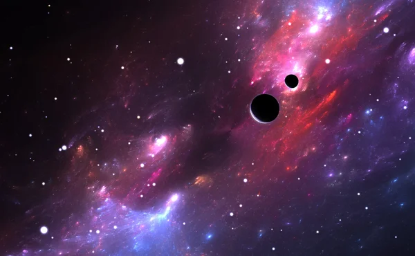 Космос с туманностью, планетами и звездами — стоковое фото