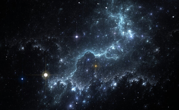 Space background with blue nebula and stars 