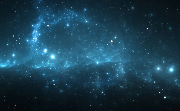 スペースの背景に青い星雲、星 — ストック写真