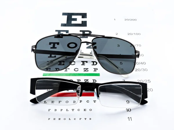 Brille und Sonnenbrille auf weißem Hintergrund — Stockfoto