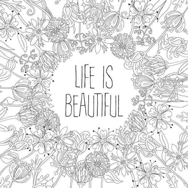 Illustrated floral frame