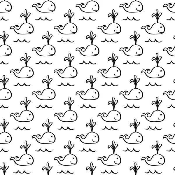 Seamless whales pattern — Stock Vector