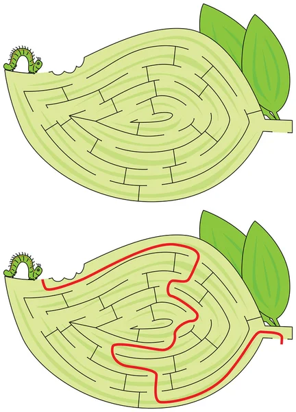 Иллюстрированный лабиринт гусениц — стоковый вектор