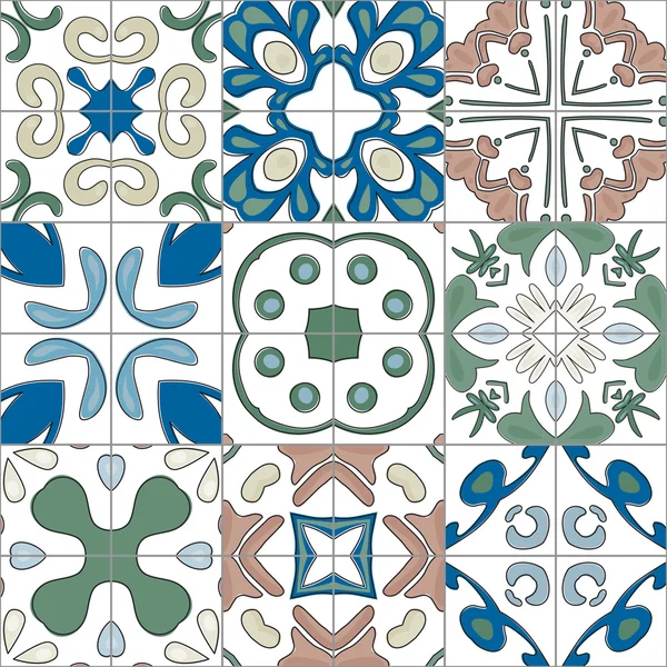 Illustrated Portuguese tiles — Stock Vector