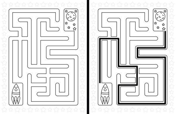 Laberinto de cohetes fácil — Archivo Imágenes Vectoriales