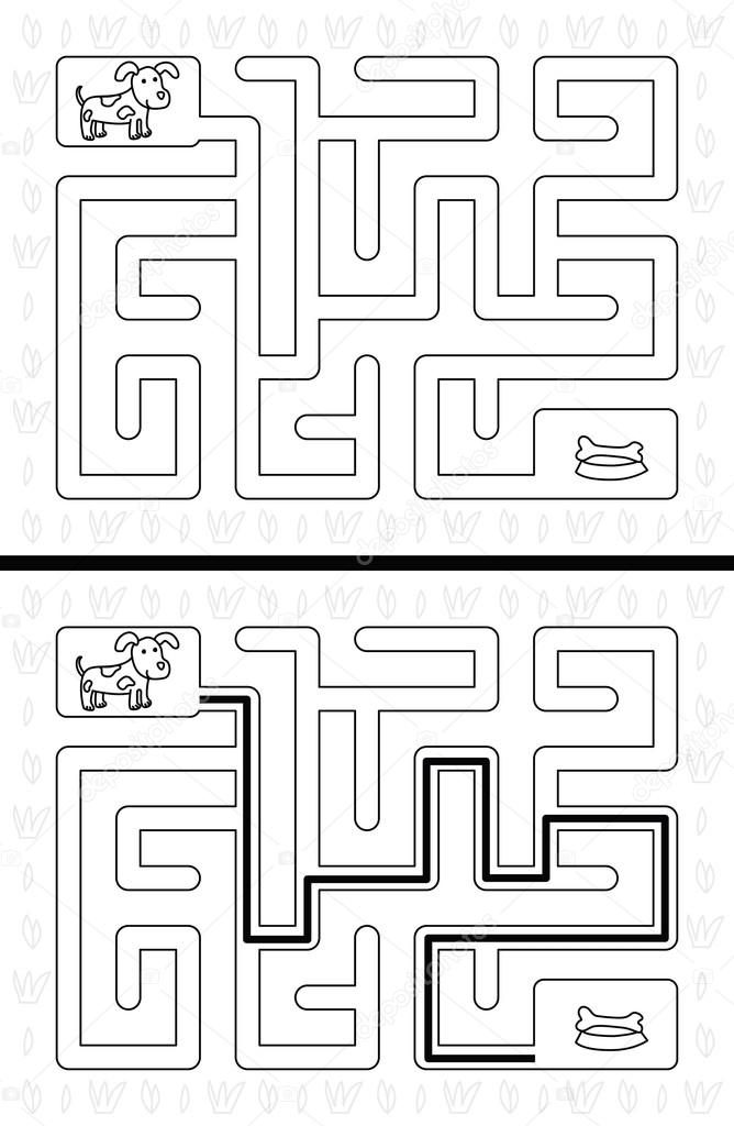 Labyrinthe Facile Chien Image Vectorielle Nahhan C