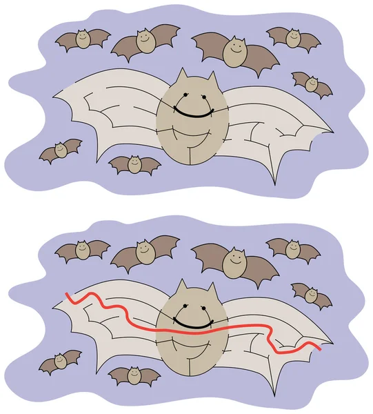 容易的蝙蝠迷宫 — 图库矢量图片