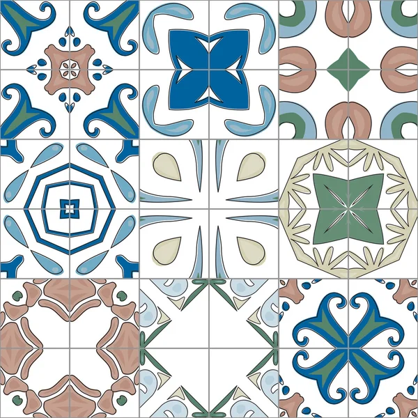 Illustrated Portuguese tiles — Stock Vector