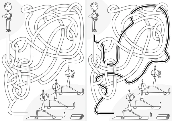 Yoga klasse doolhof — Stockvector