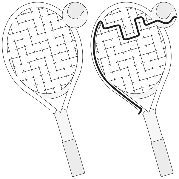 Gemakkelijk tennis racket doolhof — Stockvector