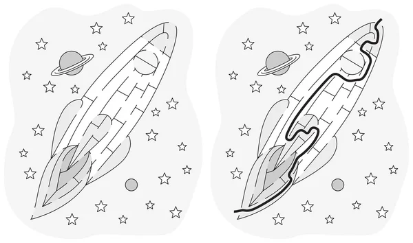 Labirin roket mudah - Stok Vektor