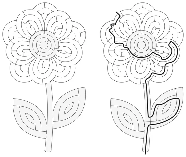 Illustrerade blomma labyrint — Stock vektor